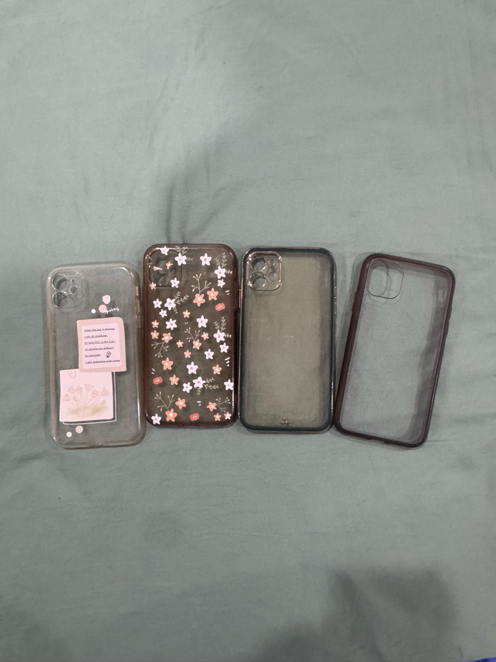 Clear and Floral Transparent Phone Case Set - Black and Pink Accents (IPhone 11)